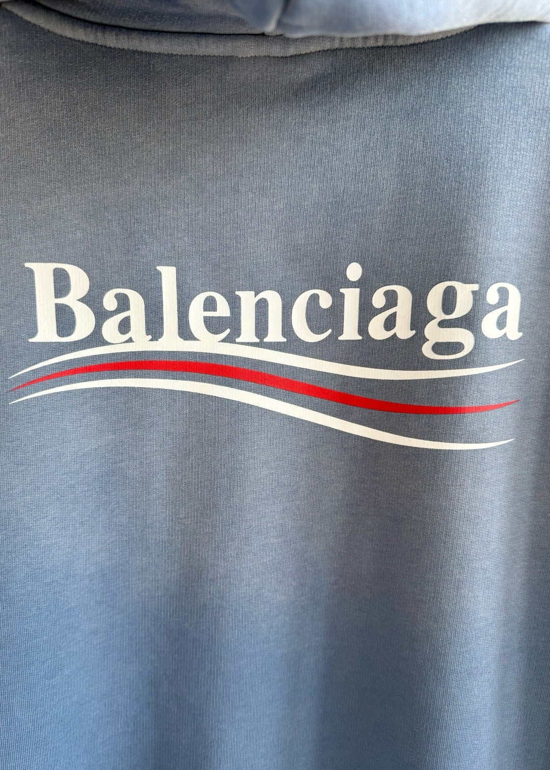 Blue Cotton Washed Logo Pullover - Men's