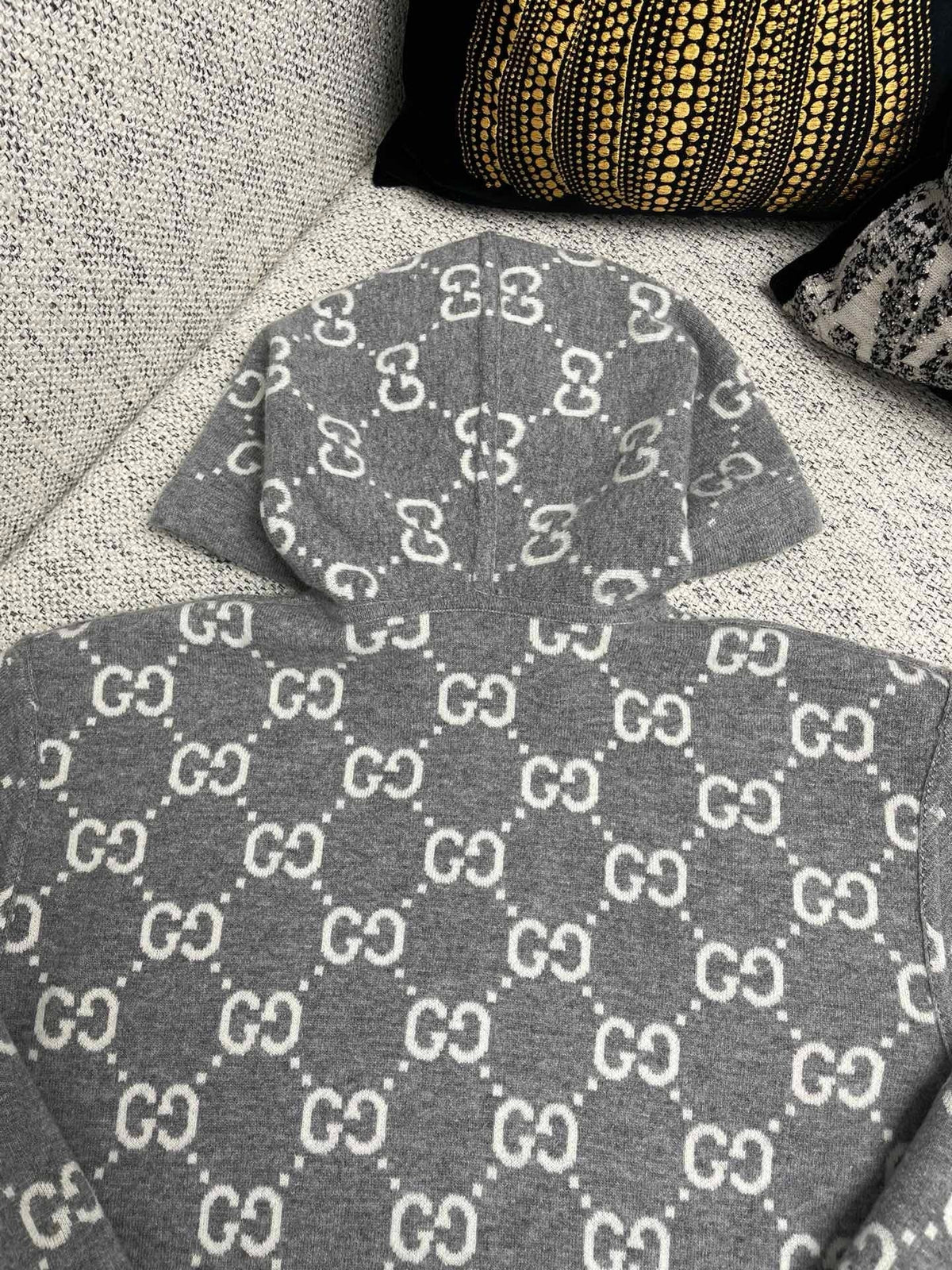 Grey Knit Monogram Zip-Through - Men's