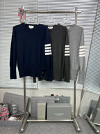 4-Bar Crewneck Navy Knit - Men's