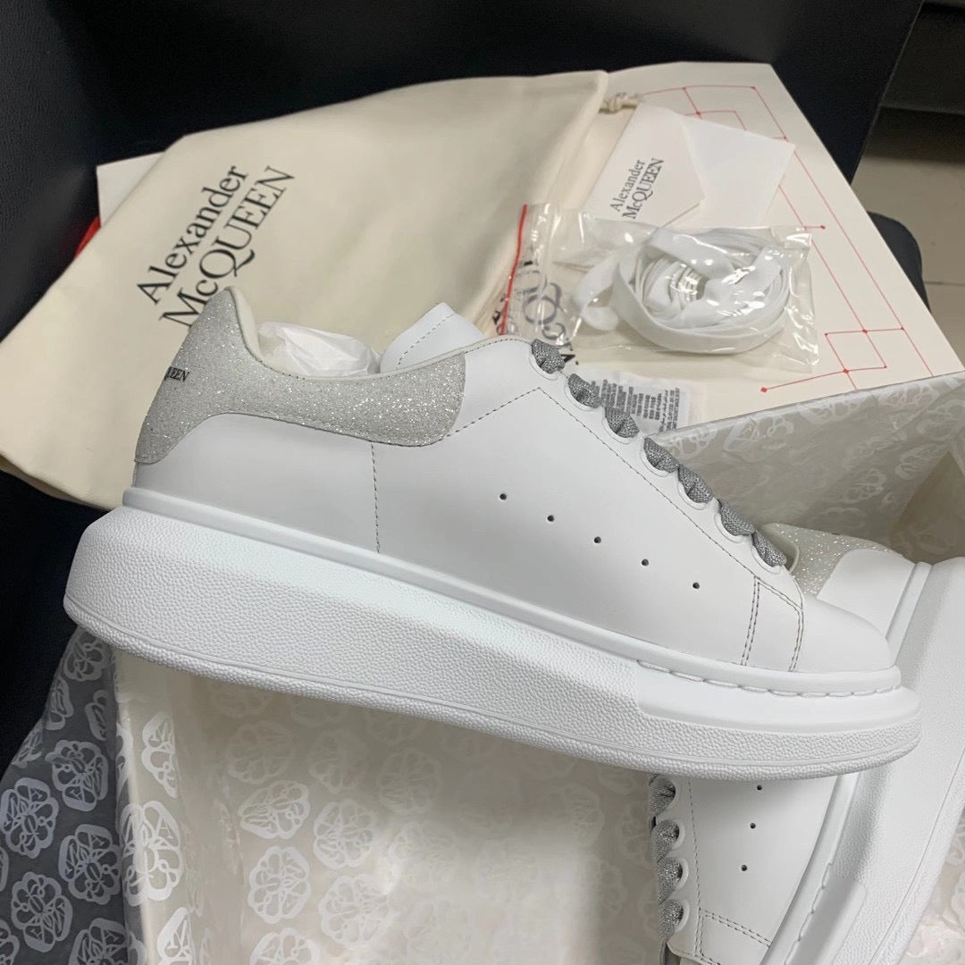 Oversized Grey Glitter Tab Sneakers