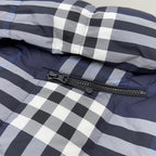 Navy Check Puffer Jacket - Men's