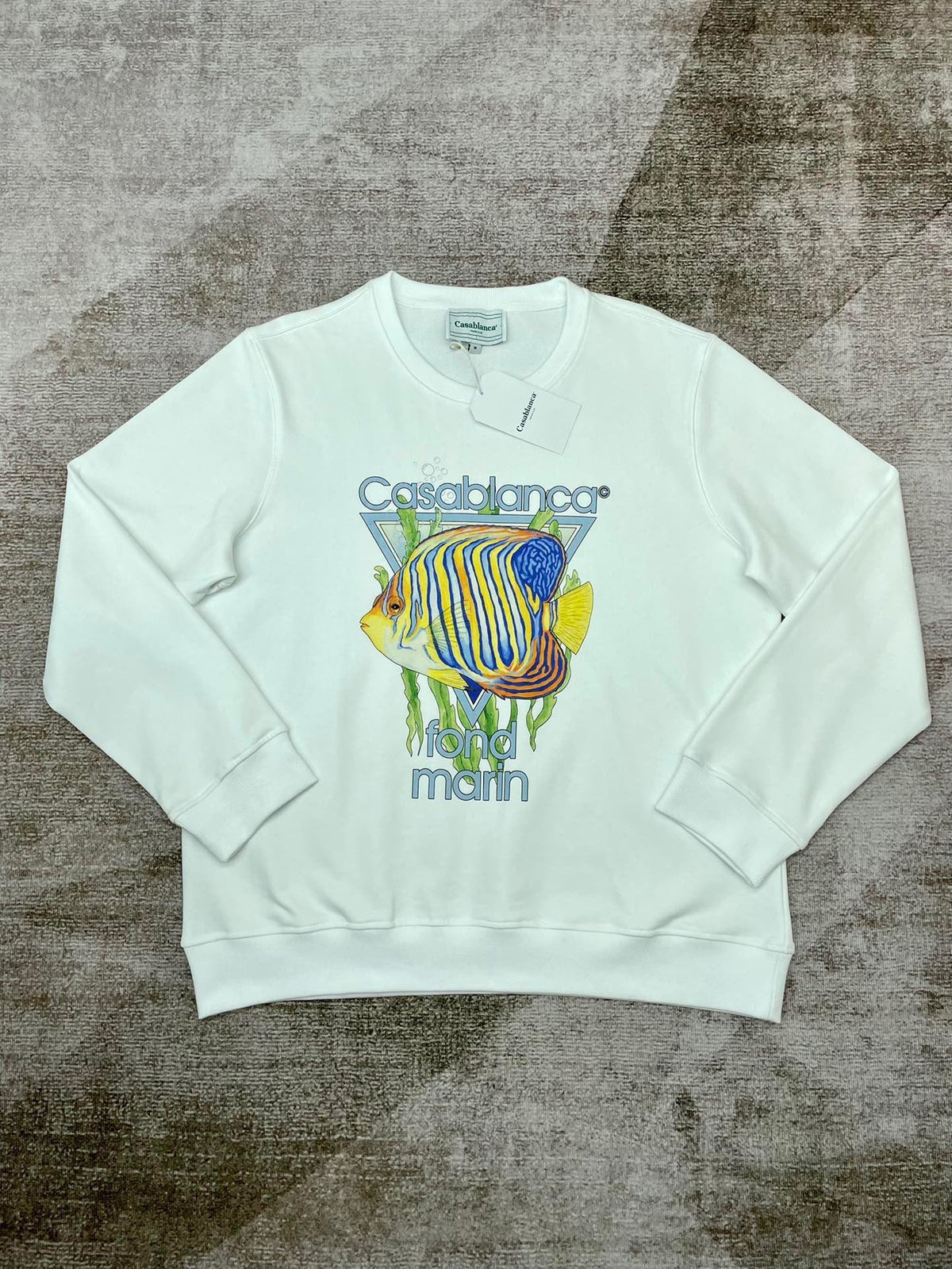 Green Cotton Marine Graphic Crewneck - Men's
