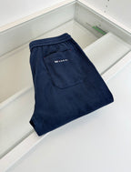 Navy Velour Drawstring Wide-Leg - Women's