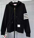4-Bar Zip Navy Hoodie - Men's