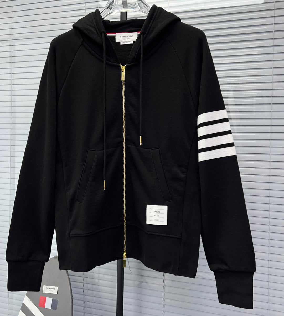 4-Bar Zip Navy Hoodie - Men's