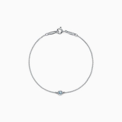 DIAMOND STERLING SILVER AQUAMARINE BUBBLE BRACELET