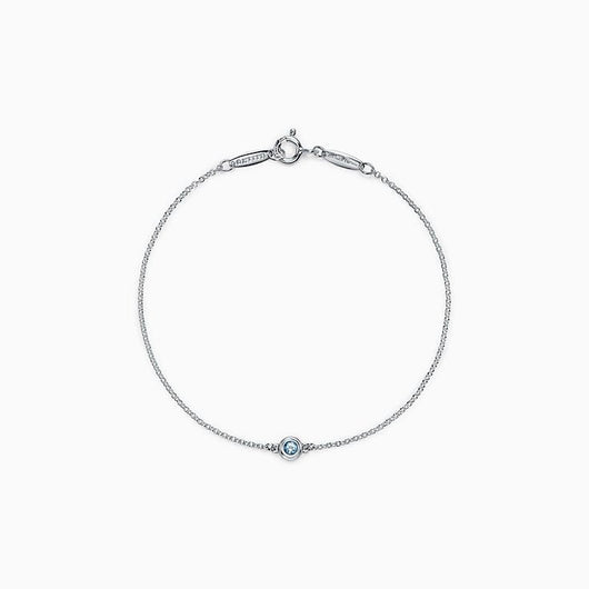 DIAMOND STERLING SILVER AQUAMARINE BUBBLE BRACELET