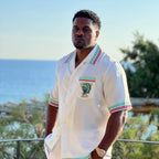 White Knit Crest Trim Short-Sleeve - Men's