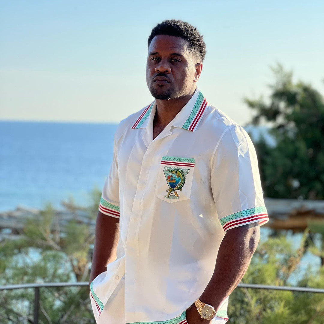 White Knit Crest Trim Short-Sleeve - Men's