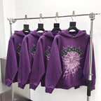 Purple Cotton Web Print Pullover - Men's
