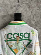 Tennis Print Silk Shirt - Men's