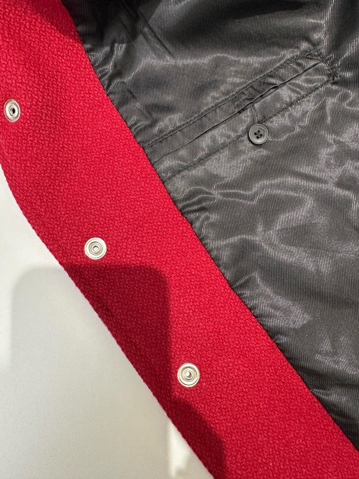 Navy Wool Striped Trim Varsity - Men's