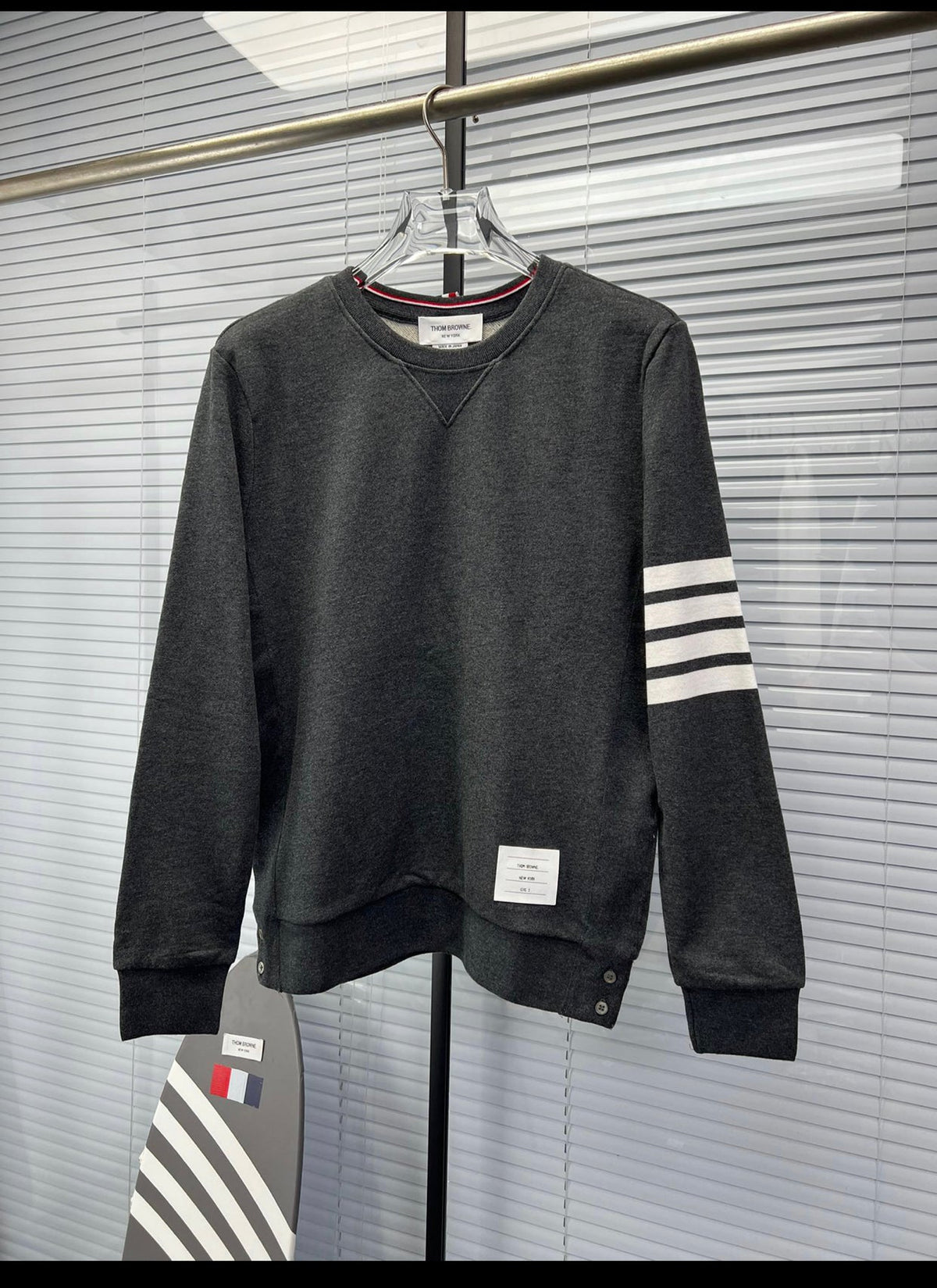 4-Bar Crewneck Navy Loopback - Men's