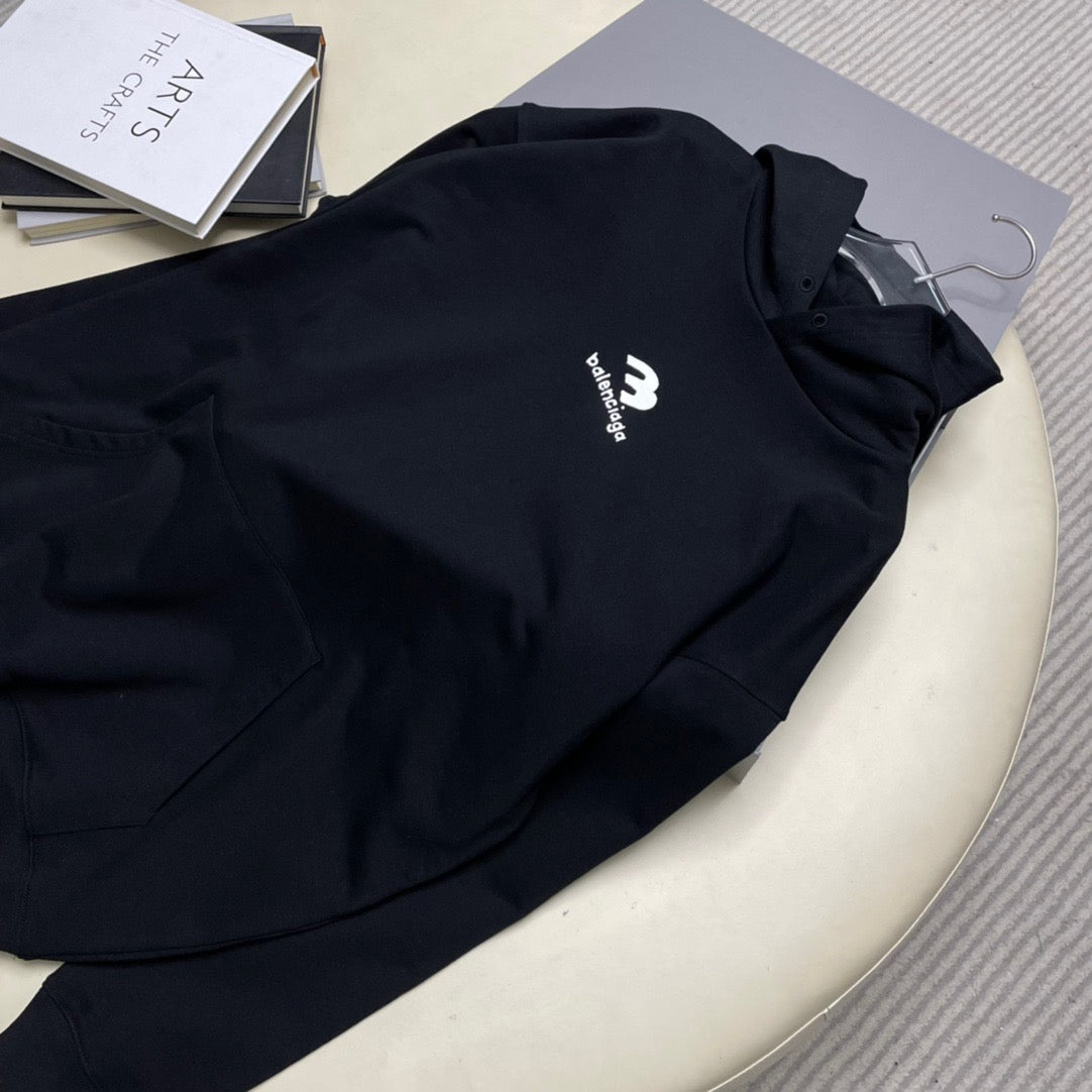 Black Cotton Tonal Pullover - Men's