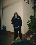 Black Cotton Embellished Pullover - Men's