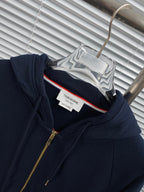 Navy Cotton Plain Zip-Through - Men's