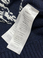 Navy Wool Crest Intarsia Crewneck - Men's