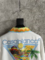 Yellow Trim Crest Silk Shirt - Men's
