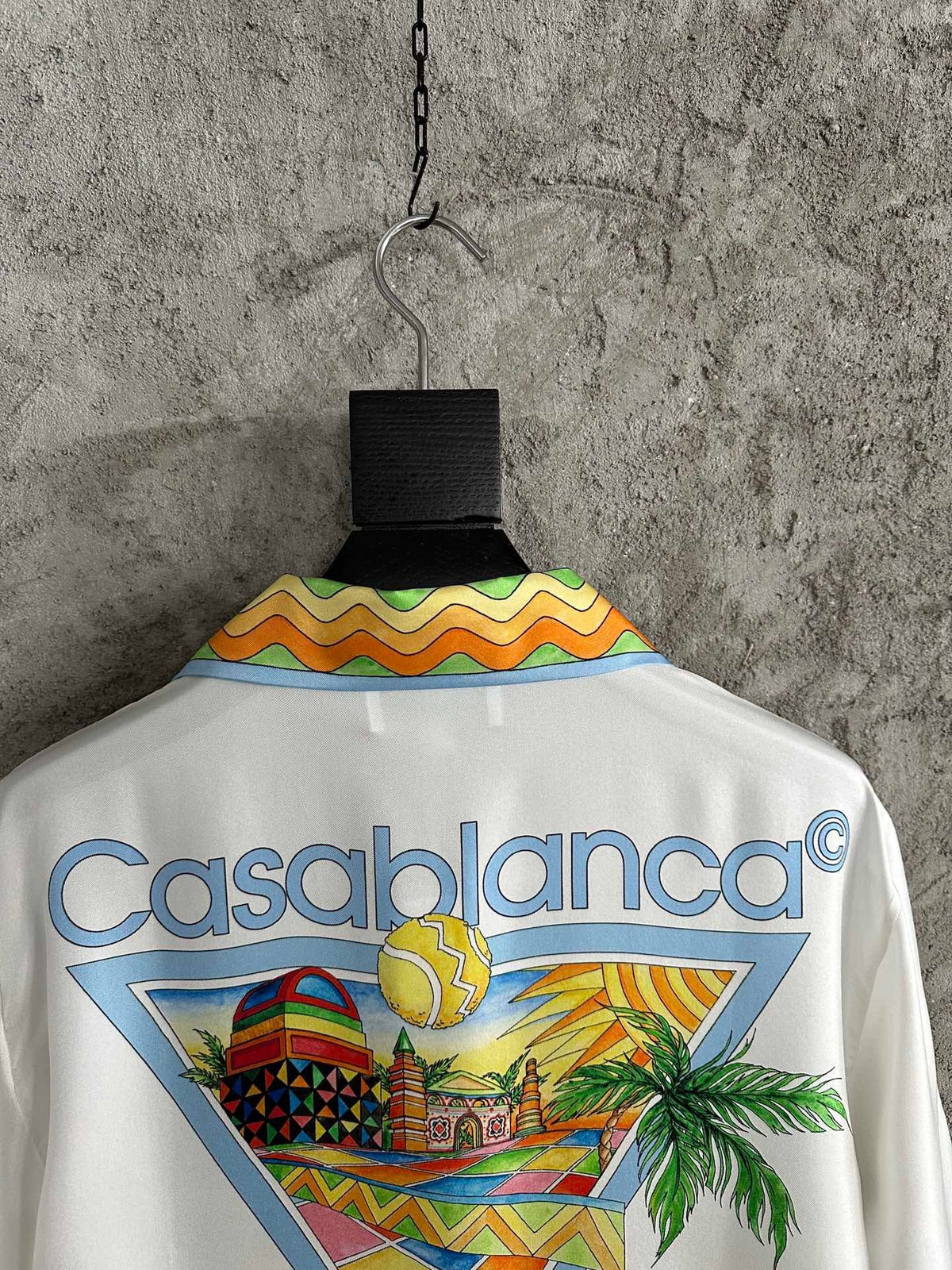 Yellow Trim Crest Silk Shirt - Men's