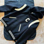 Black Wool Shoulder Panel Varsity - Men's