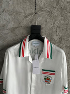White Knit Striped Trim Short-Sleeve - Men's