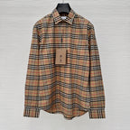 Beige Cotton Vintage Check Long-Sleeve - Men's