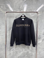 Navy Cotton Embossed Text Crewneck - Men's