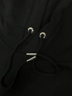Black Cotton Text Logo Pullover - Men's