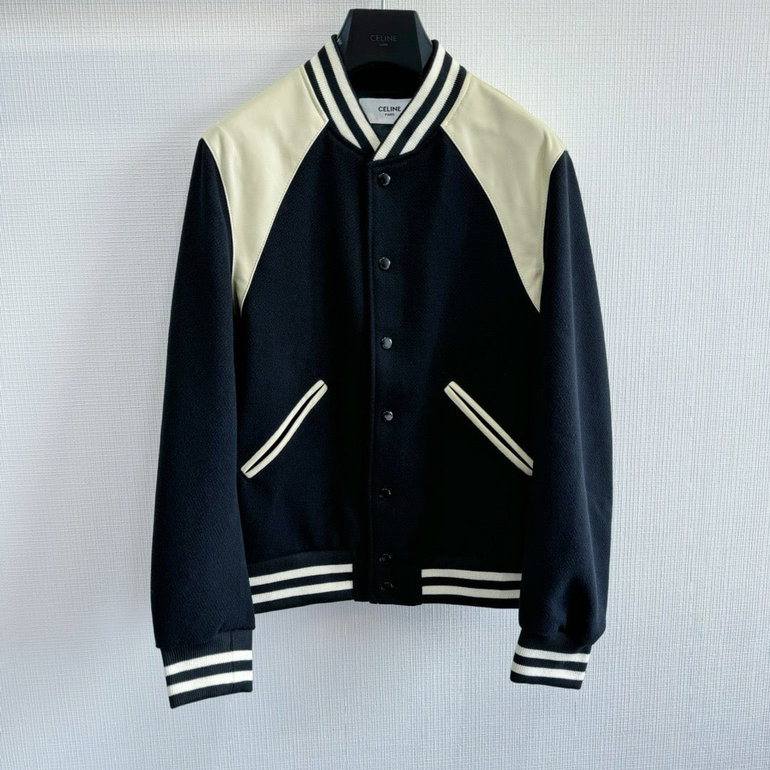 Black Wool Cream Sleeve Varsity - Men's