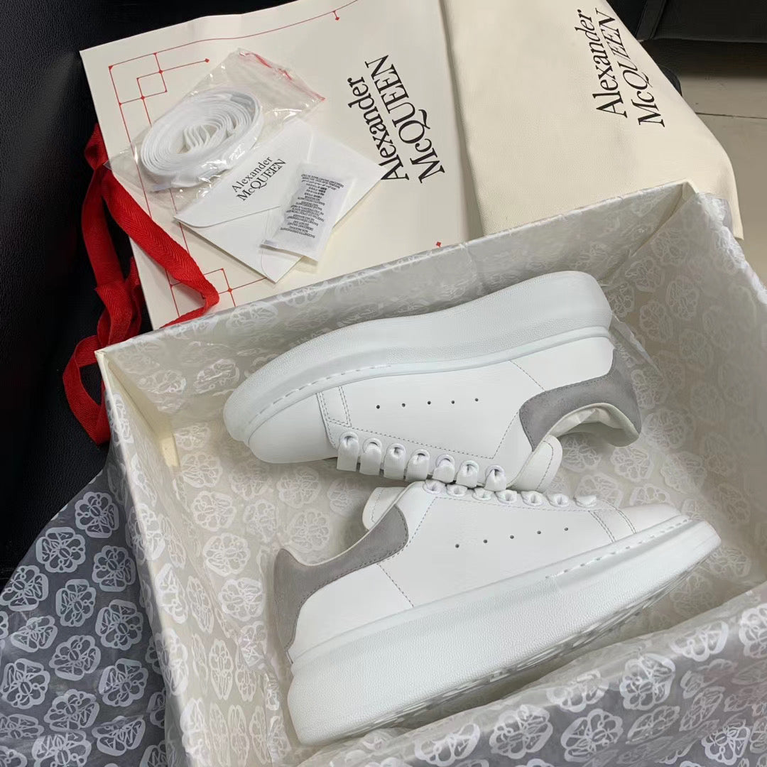 Oversized Grey Suede Tab Sneakers