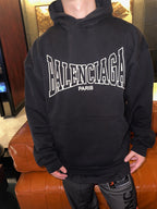 Black Cotton Logo Print Pullover - Men's