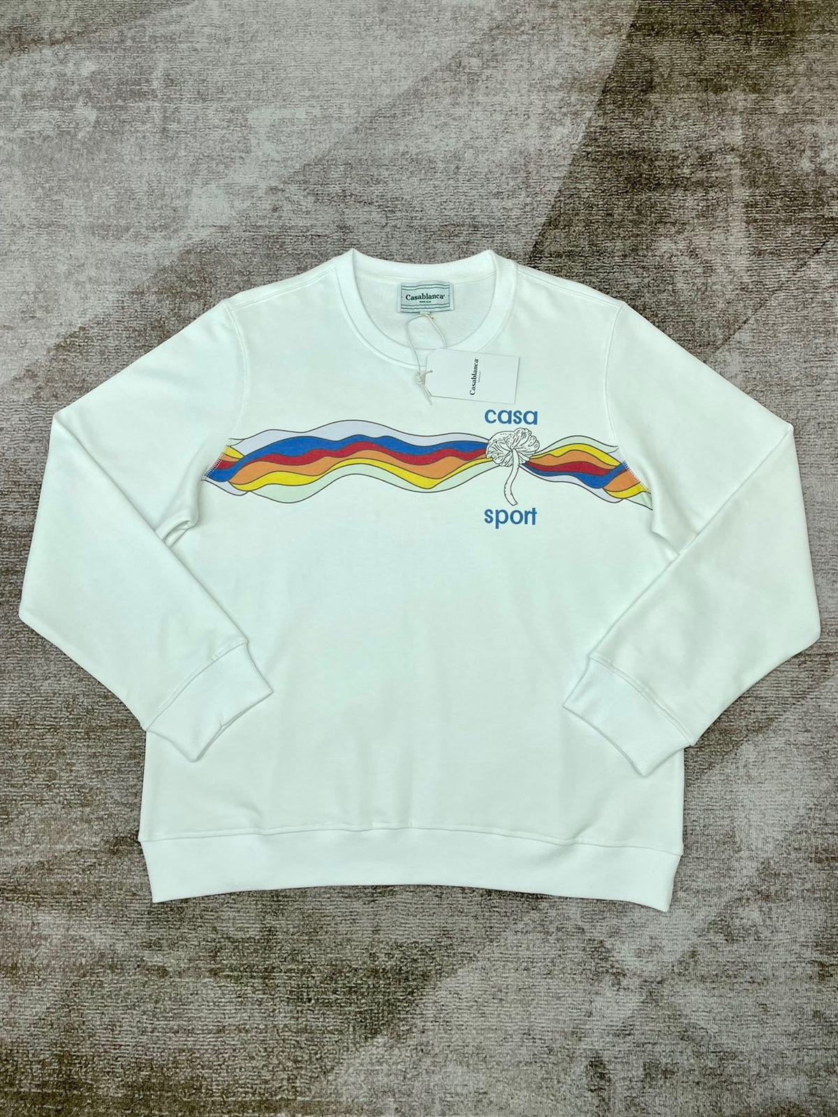 Green Cotton Rainbow Graphic Crewneck - Men's