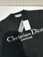 Navy Wool Text Logo Crewneck - Men's