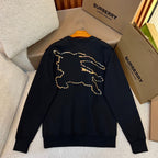 Navy Cotton Plain Crewneck - Men's