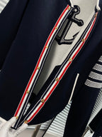 Navy Wool Four-Bar Cardigan - Men's