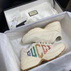 Cream Leather Graphic Chunky - Women's