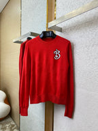 Red Wool Chest Logo Crewneck - Men's