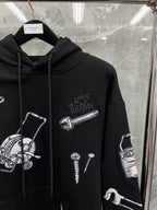 Black Cotton Print Zip-Through - Men's