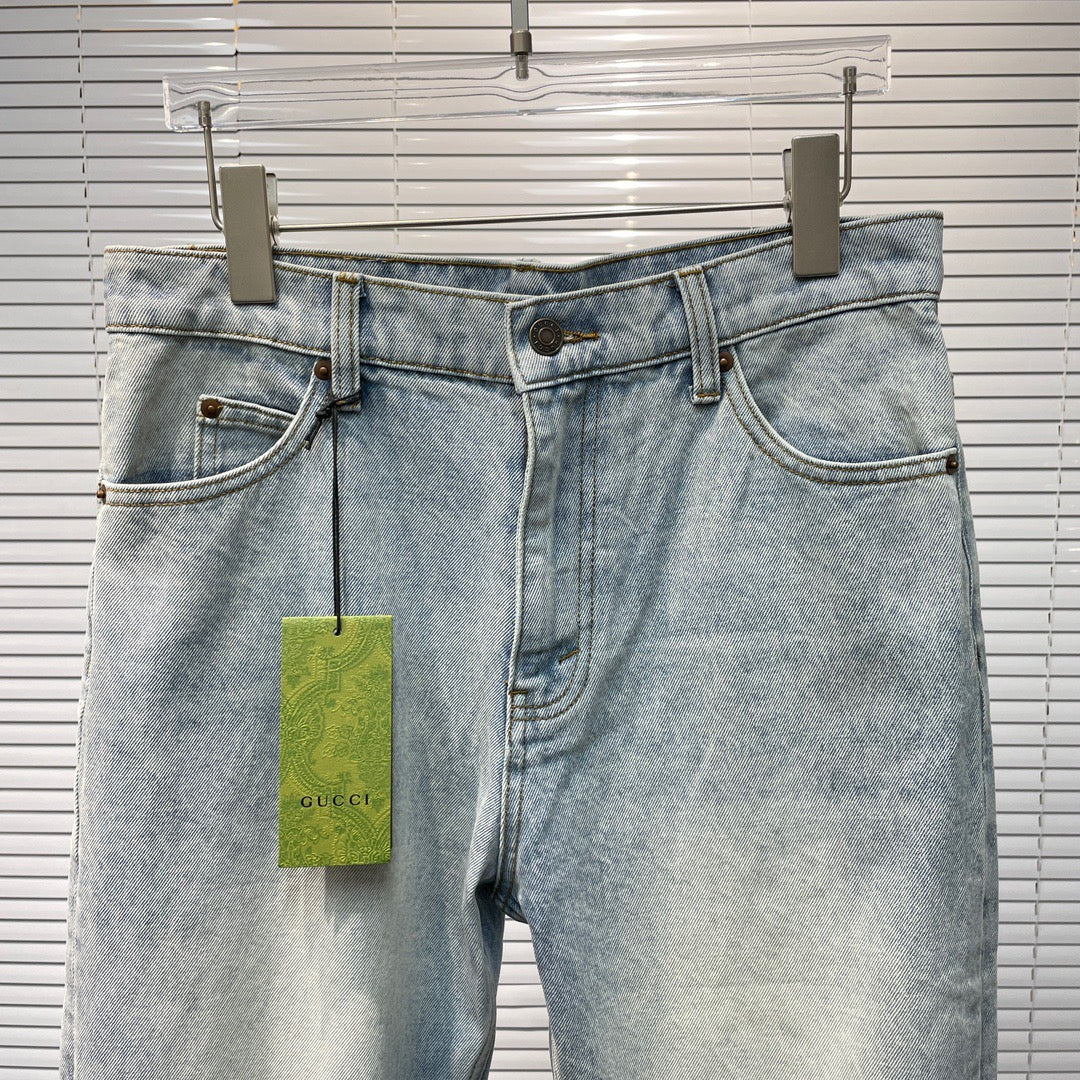 Blue Denim Faded Straight - Women's