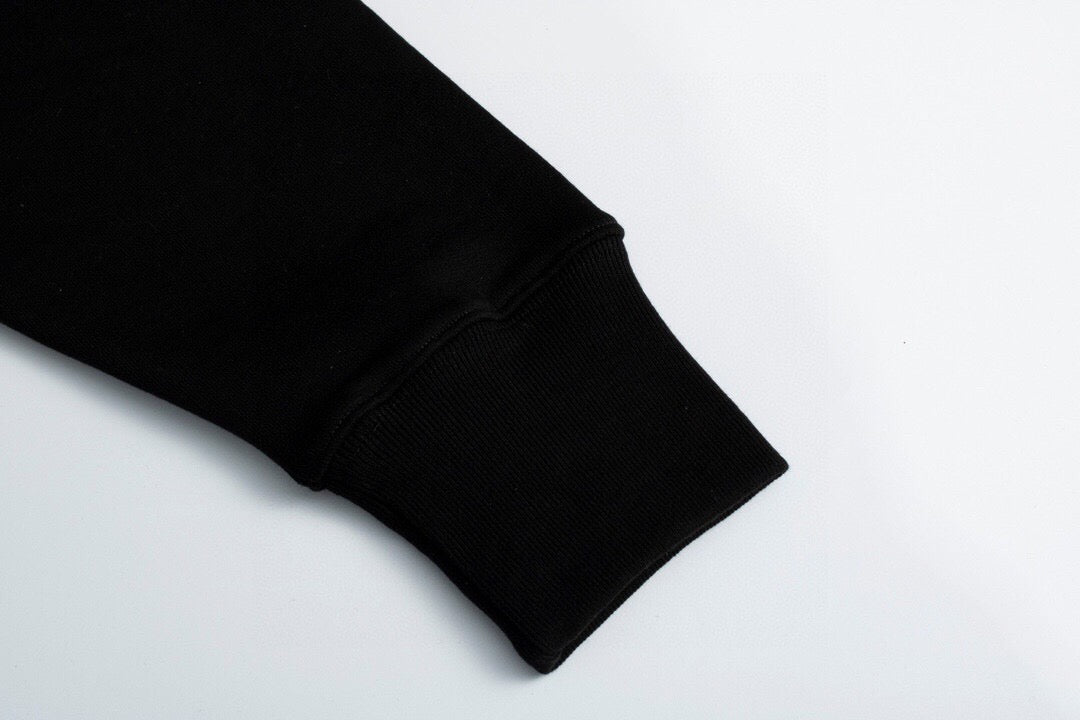 Black Cotton Text Logo Pullover - Men's