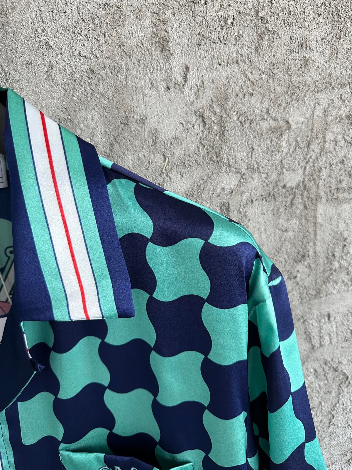 Checkerboard Print Silk Shirt - Men's