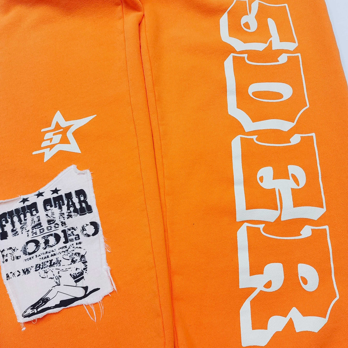 Orange Cotton Text Print Joggers - Men's