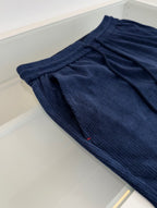 Navy Velour Drawstring Wide-Leg - Women's