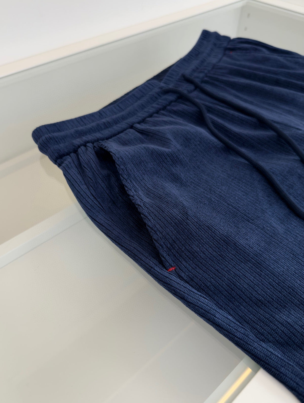 Navy Velour Drawstring Wide-Leg - Women's