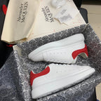 Oversized Red Suede Tab Sneakers