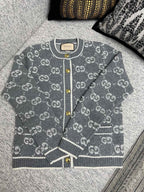 Black Jacquard Monogram Cardigan - Men's