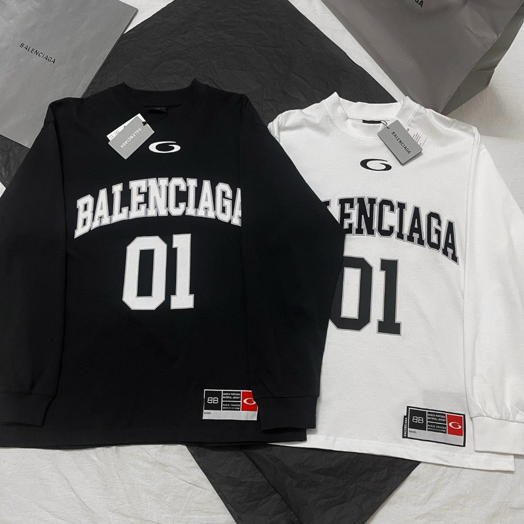 Black Jersey Numeral Long-Sleeve - Men's