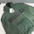 Green Cotton Text Logo Pullover - Men's