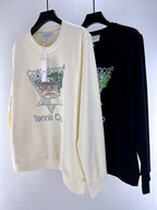 Navy Cotton Tennis Graphic Crewneck - Men's