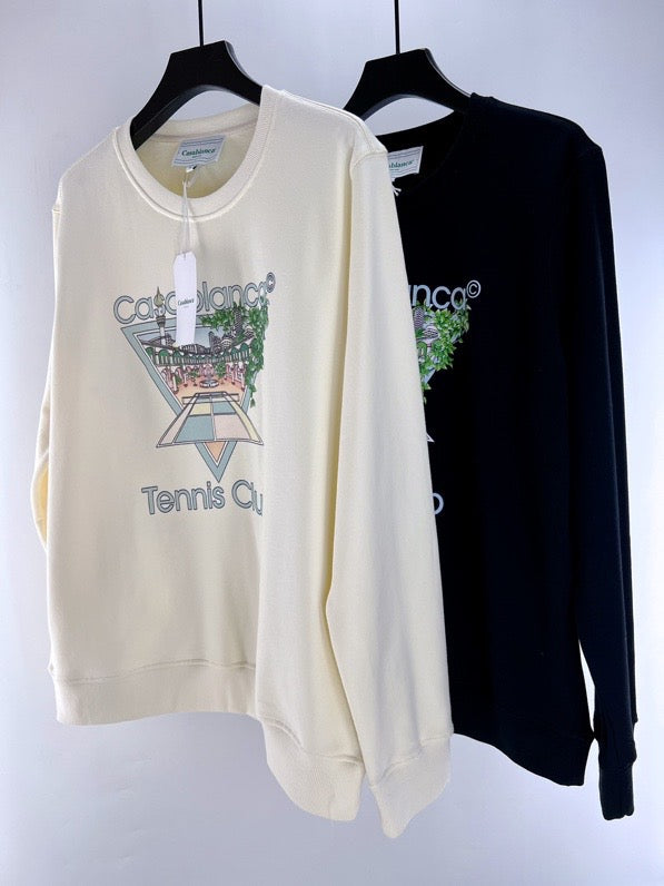 Navy Cotton Tennis Graphic Crewneck - Men's
